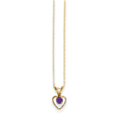 14K Yellow Gold Madi K 3mm Amethyst Heart Birthstone Necklace
